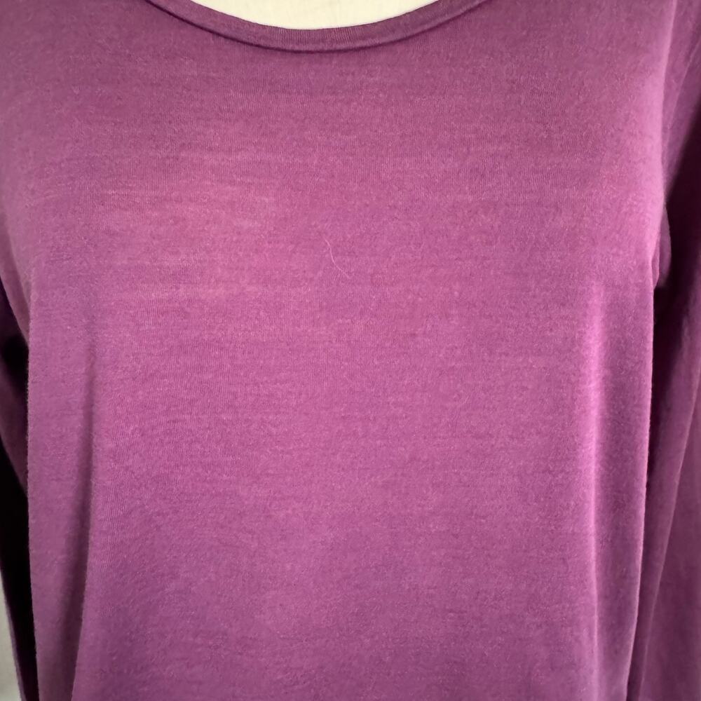 Eileen Fisher | Purple Marled Yarn Silk and Cotton Blend Long Sleeve Tee Size L - Picture 8 of 8